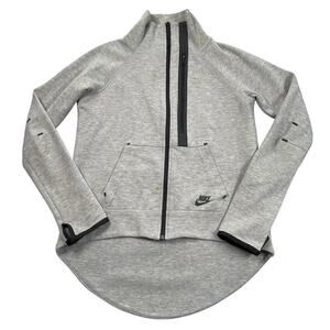 Nike Tech Moto Jacket Women Small Heather Gray Green Full Zip Pockets 642688-063